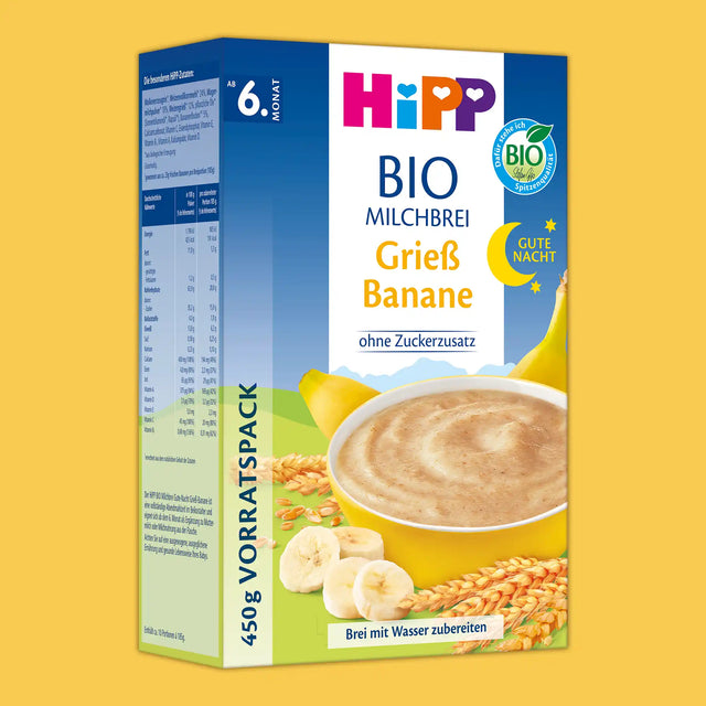 HiPP Banana Semolina – Organic Good Night Milk Porridge 6+ months (450g)