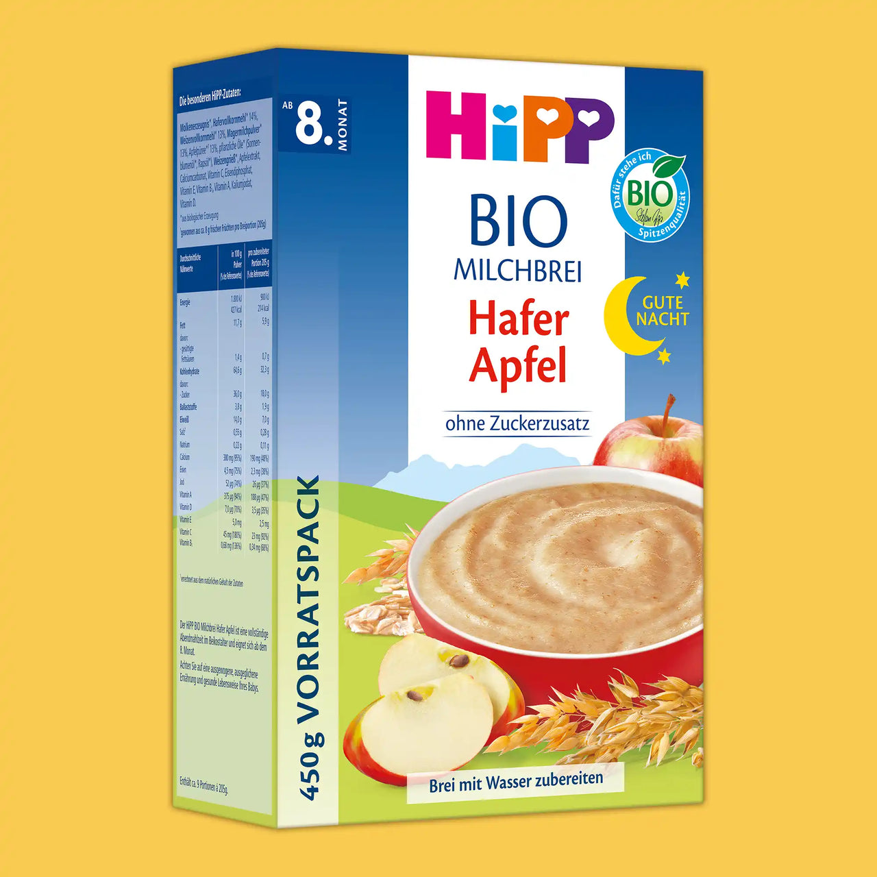HiPP Oat & Apple – Organic Good Night Milk Porridge 8+ months (450g)