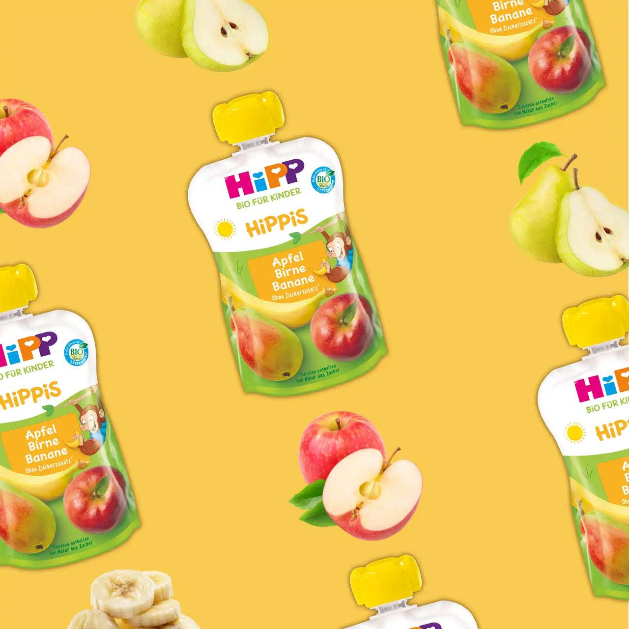 HiPP Apple, Pear & Banana – Organic Fruit Pouches 12+ months (100g)