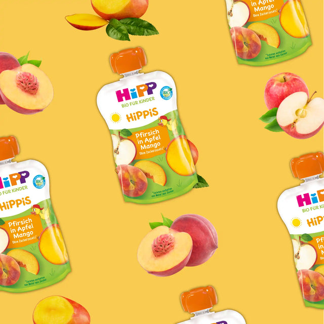 HiPP Peach in Apple & Mango – Organic Fruit Pouches 12+ months (100g)