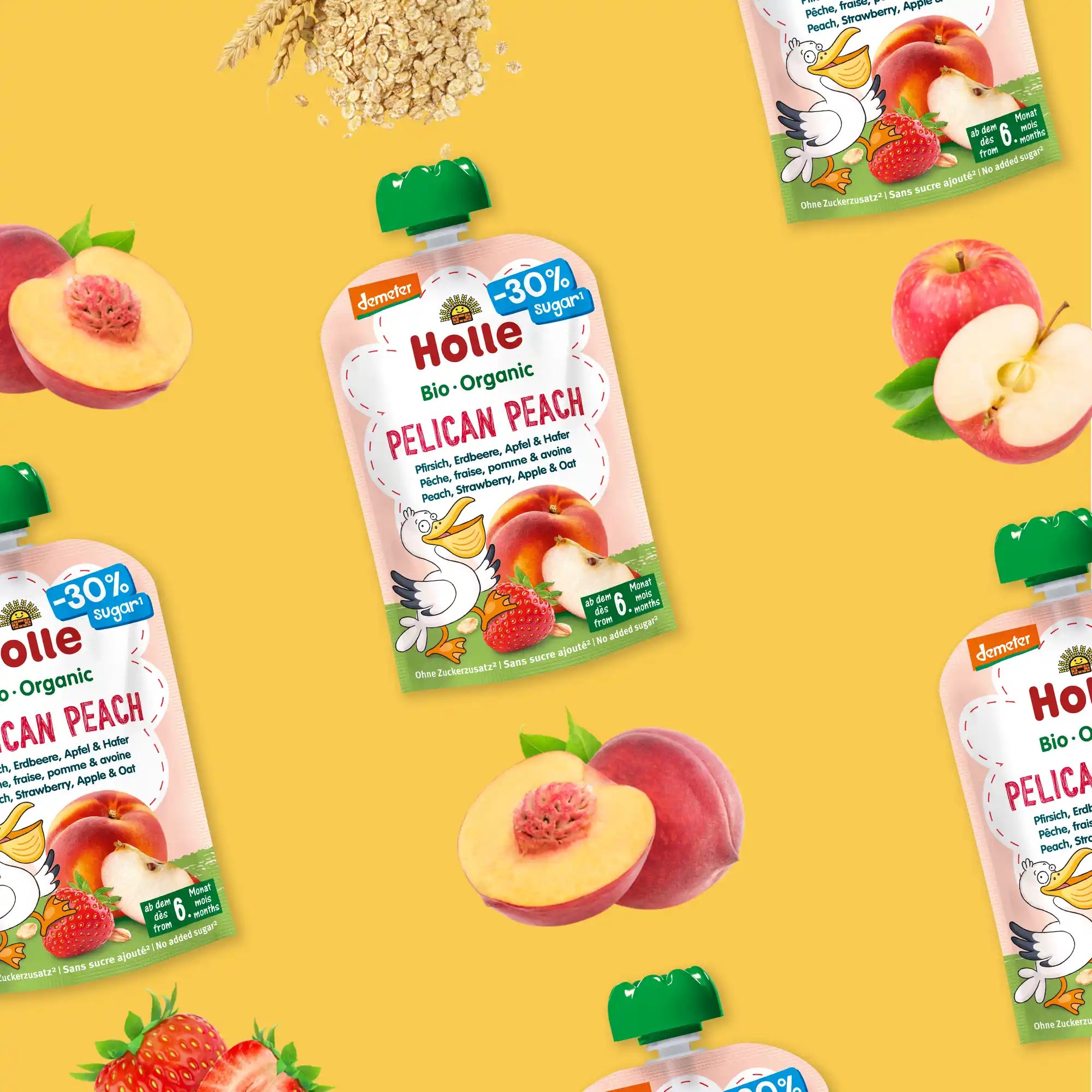 Holle Pelican Peach - Organic Fruit Pouches 6+ months (100g)