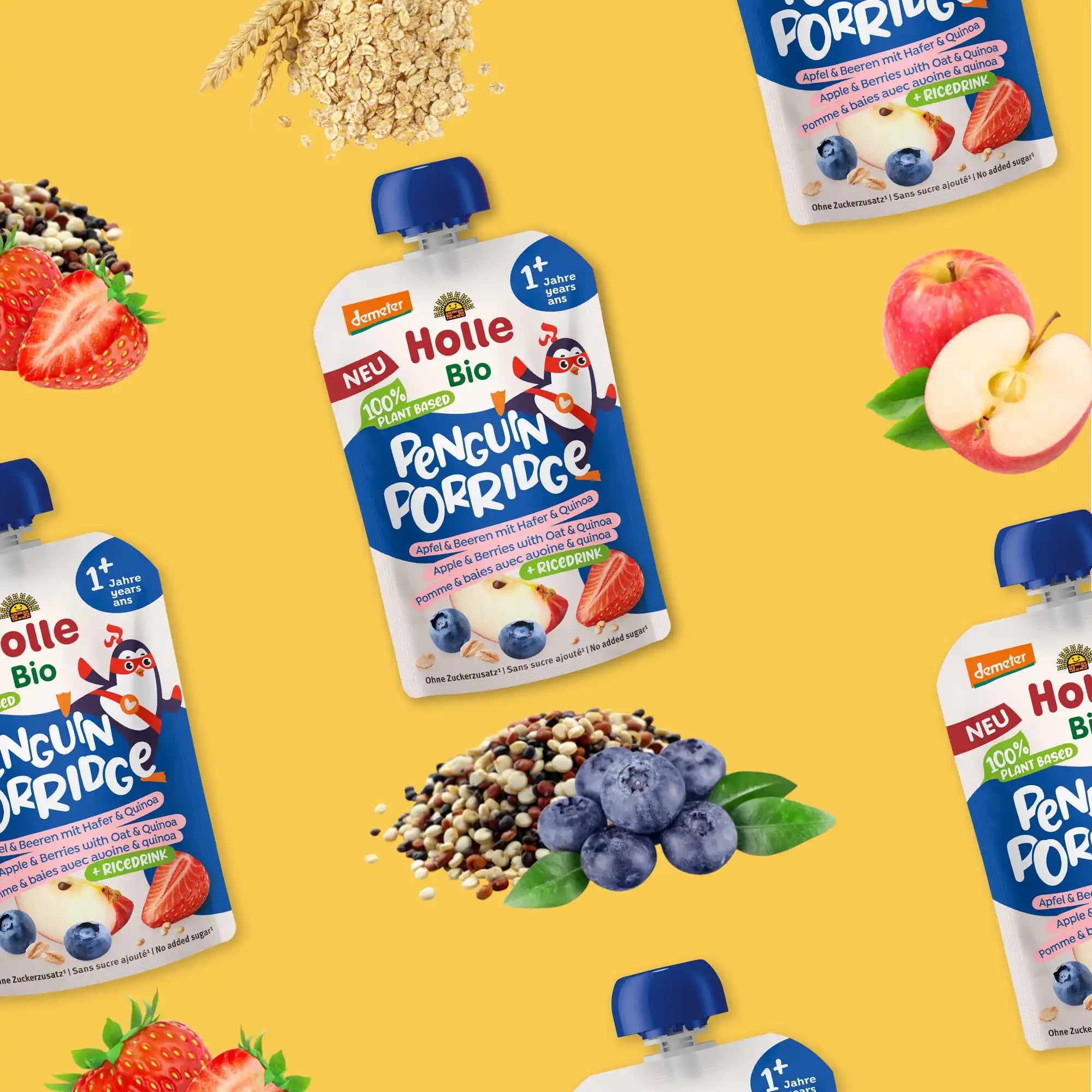 Holle Penguin Porridge  - Organic Fruit Pouches 12+ months (110g)