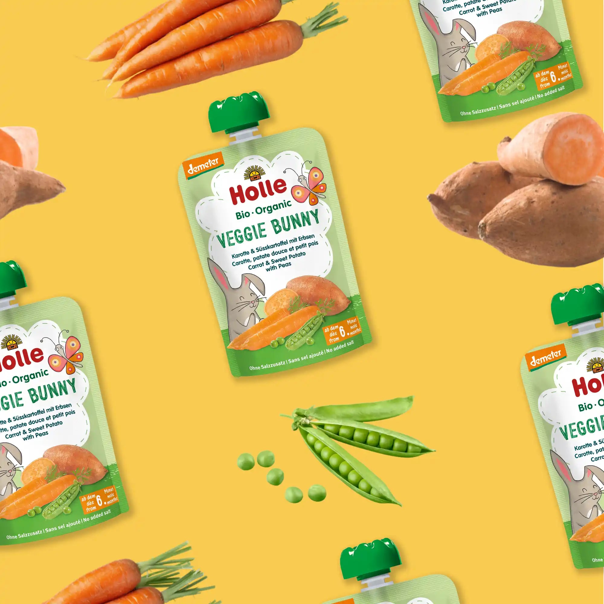 Holle Veggie Bunny – Organic Veggie Pouches 6+ months (100g)