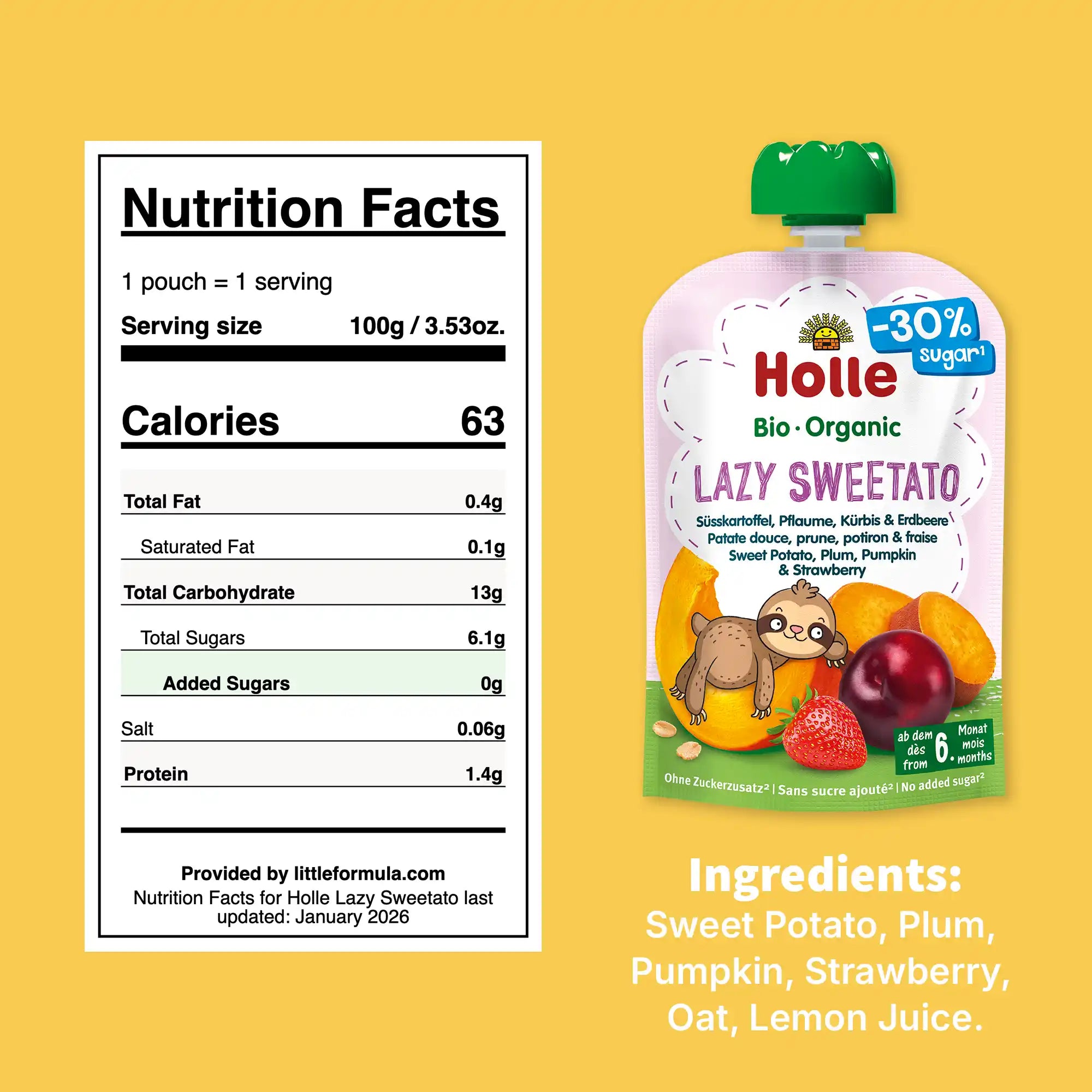 Holle Lazy Sweetato - Organic Veggie Pouches 6+ months (100g)