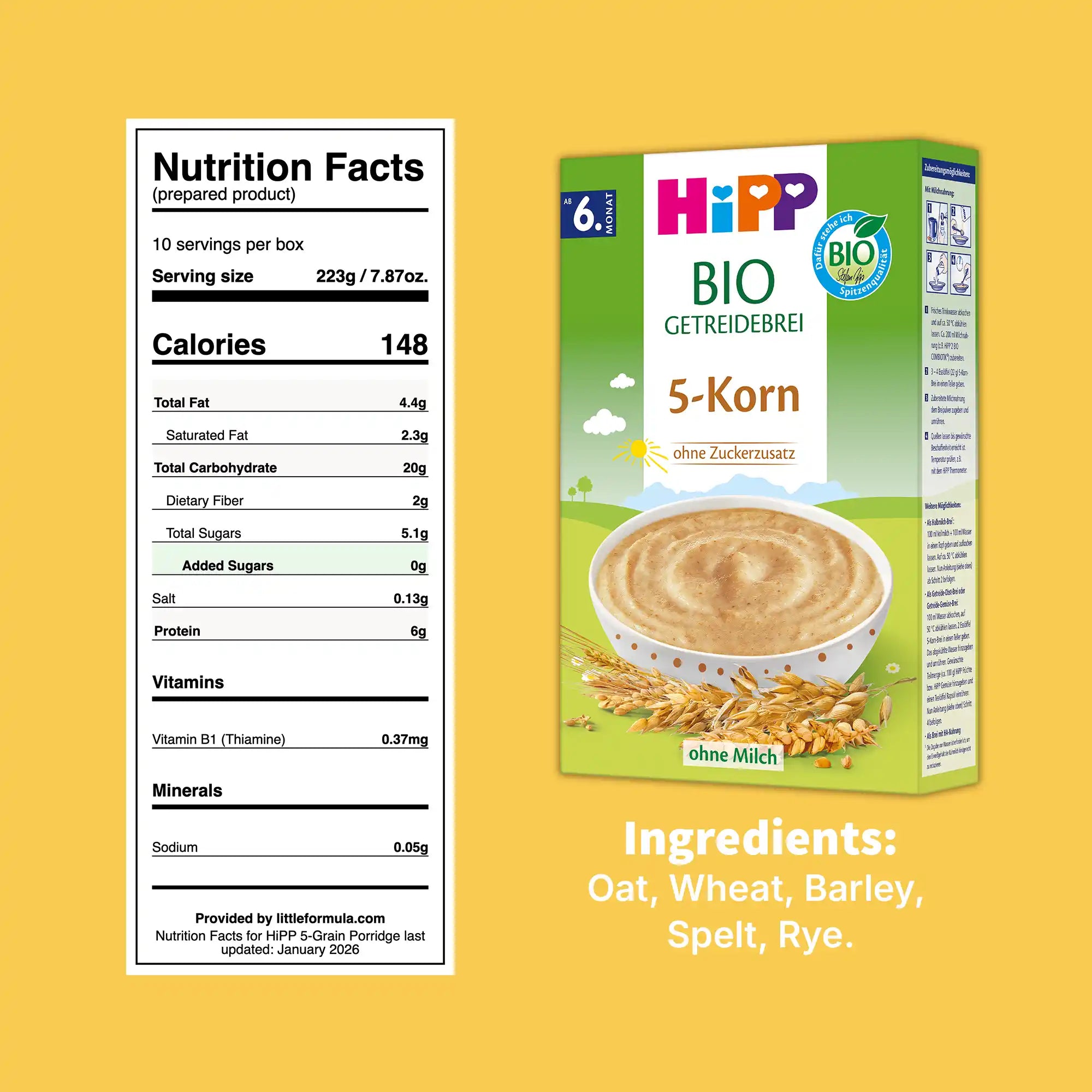 HiPP 5-Grain – Organic Cereal Porridge  6+ months (200g)