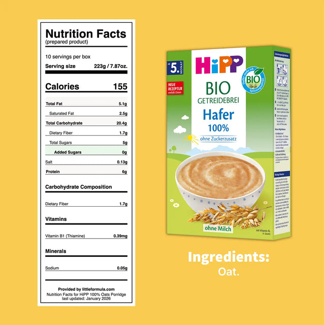 HiPP 100% Oats – Organic Cereal Porridge 5+ months (200g)