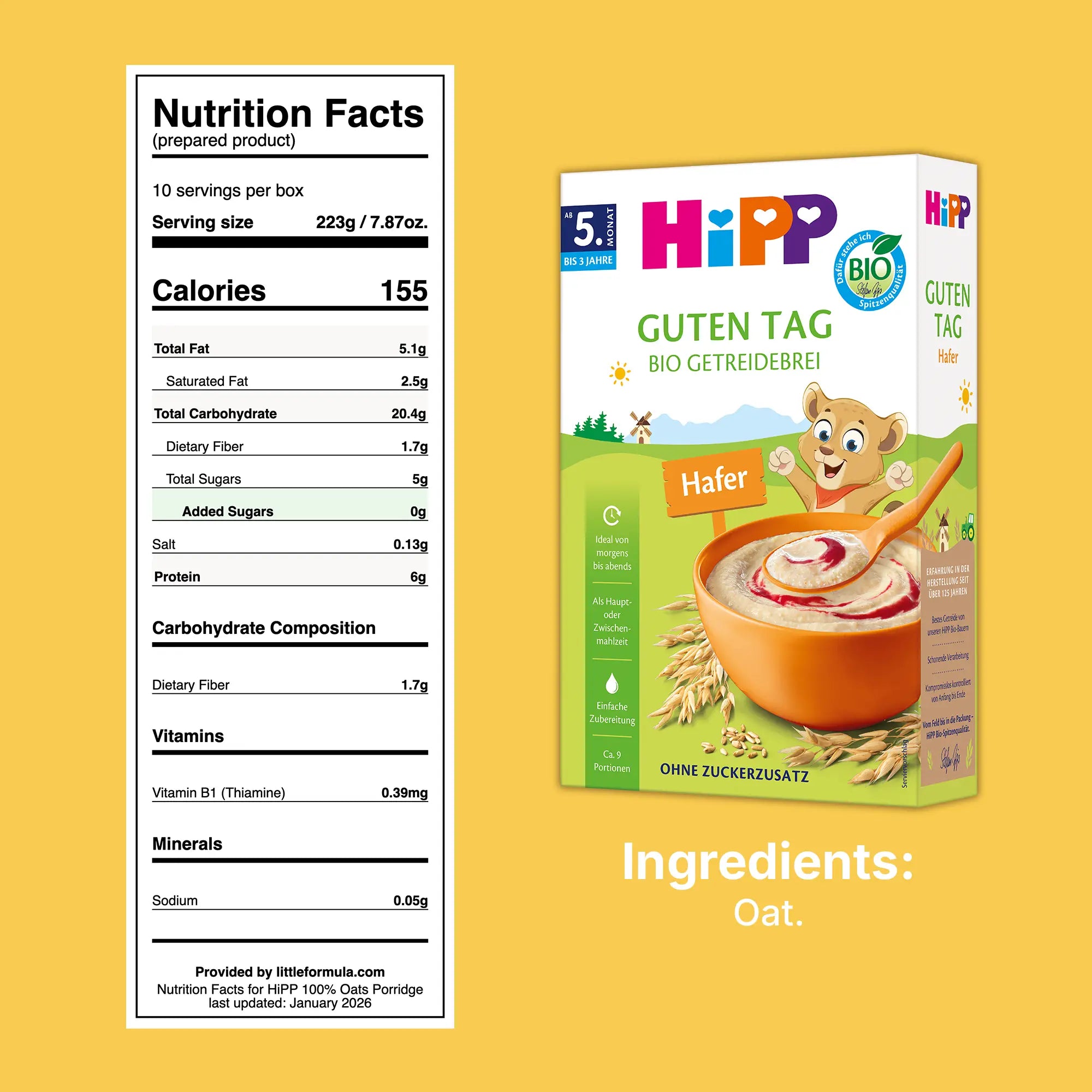 HiPP 100% Oats – Organic Cereal Porridge 5+ months (200g)