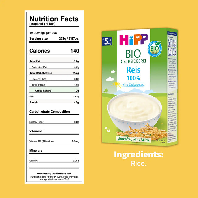 HiPP 100% Rice – Organic Cereal Porridge 5+ months (200g)