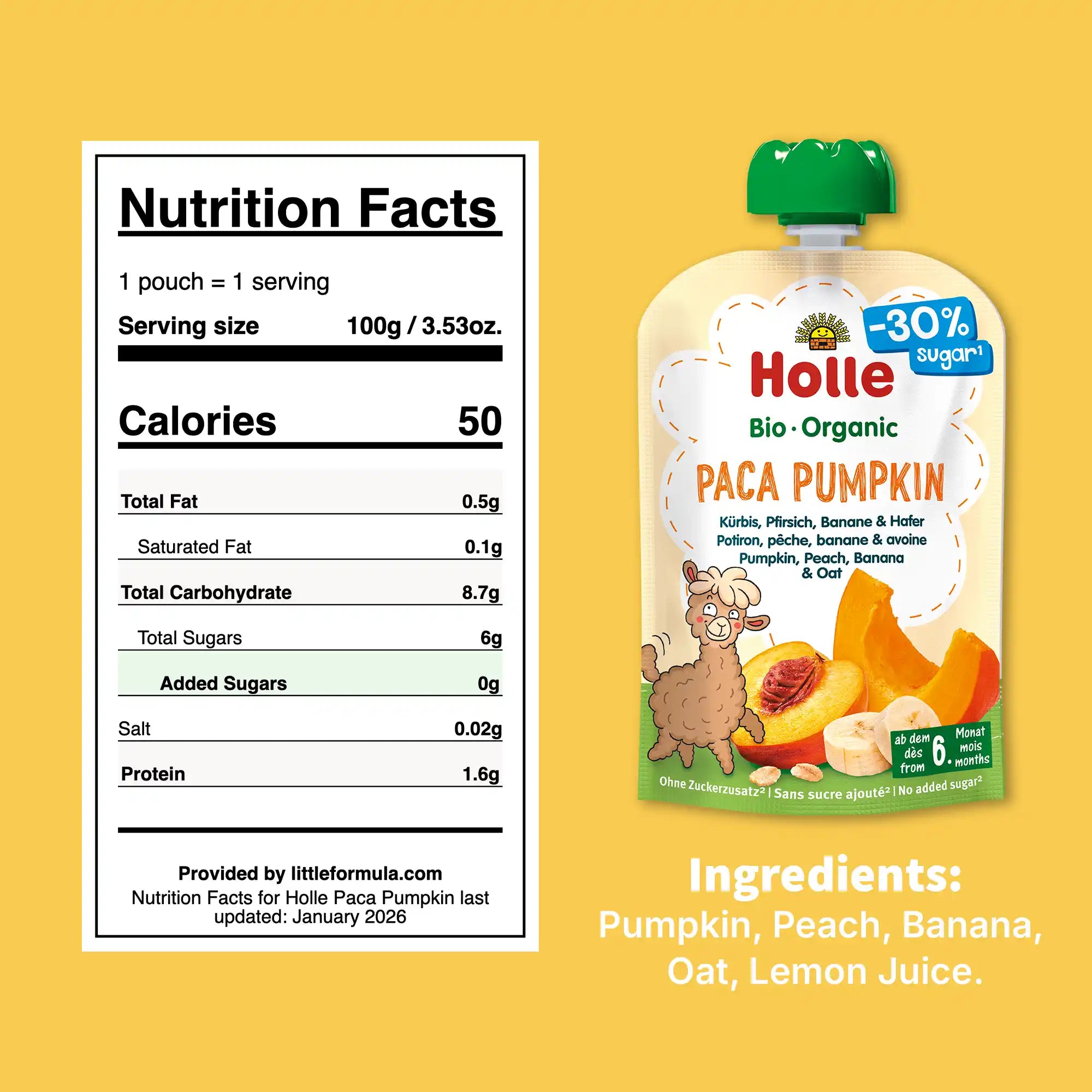 Holle Paca Pumpkin - Organic Veggie Pouches 6+ months (100g)