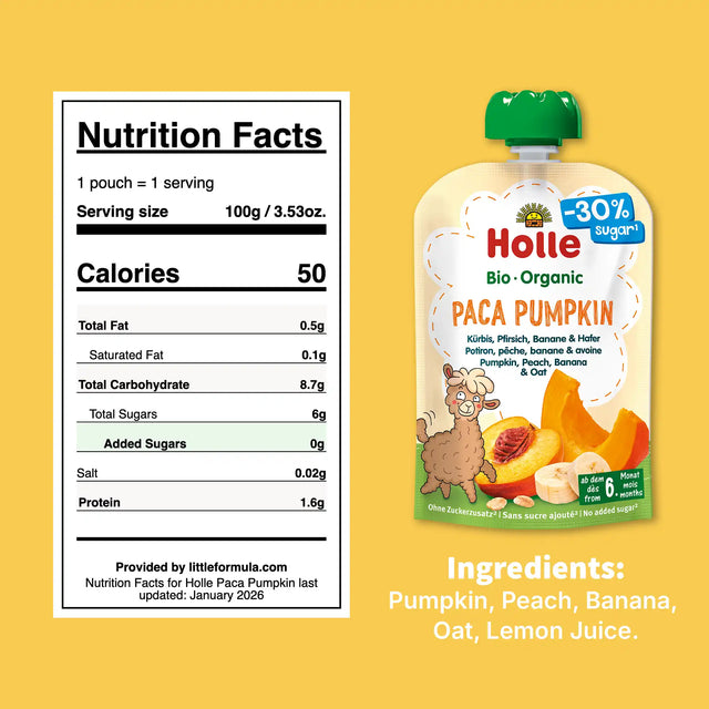 Holle Paca Pumpkin - Organic Veggie Pouches 6+ months (100g)