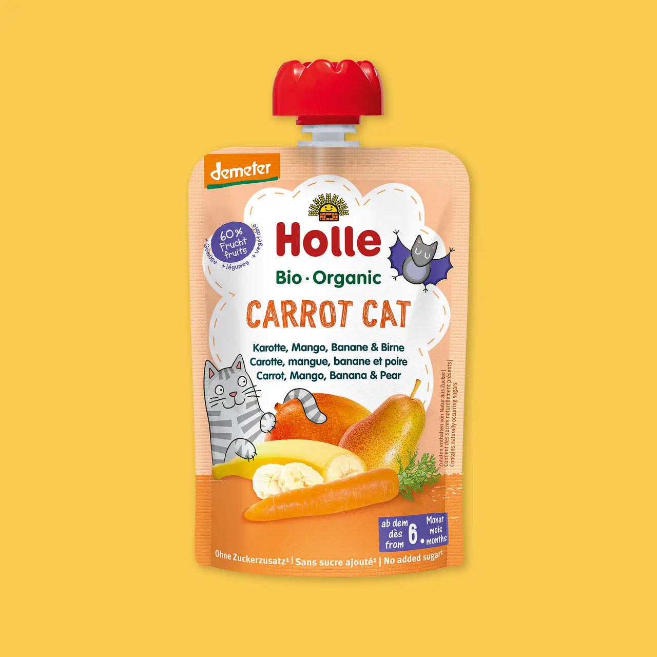 Holle Carrot Cat – Organic Veggie Pouches 6+ months (100g)