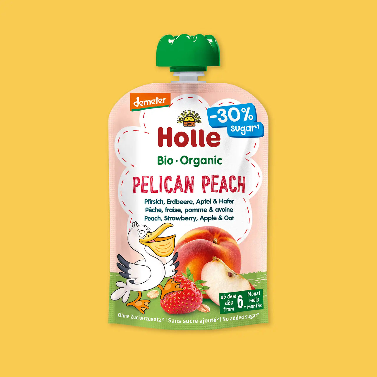 Holle Pelican Peach - Organic Fruit Pouches 6+ months (100g)