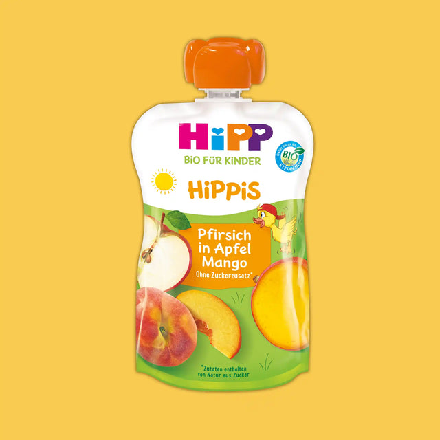 HiPP Peach in Apple & Mango – Organic Fruit Pouches 12+ months (100g)