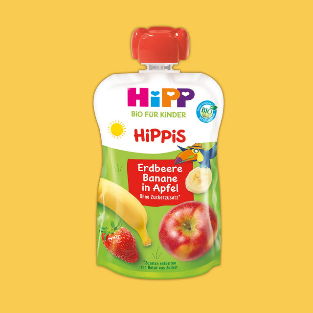 HiPP Strawberry Banana in Apple – Organic Fruit Pouches 12+ months (100g)