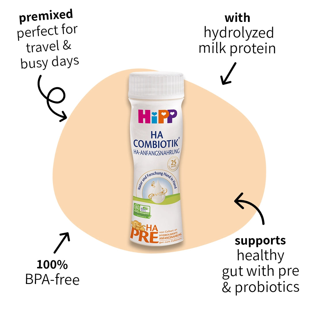 HiPP HA Combiotik PRE – Ready to Feed Hypoallergenic Formula 0-6 months, German Version (200ml)