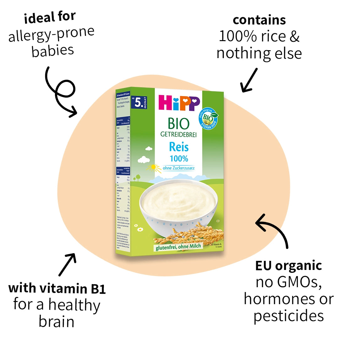 Hipp Rice HiPP 100% Rice – Organic Cereal Porridge for Sensitive Baby Tummy ...