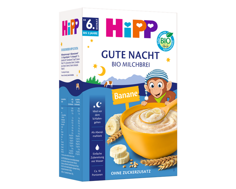 HiPP Banana Semolina – Organic Good Night Milk Porridge 6+ months (450g)