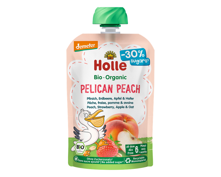 Holle Pelican Peach - Organic Fruit Pouches 6+ months (100g)