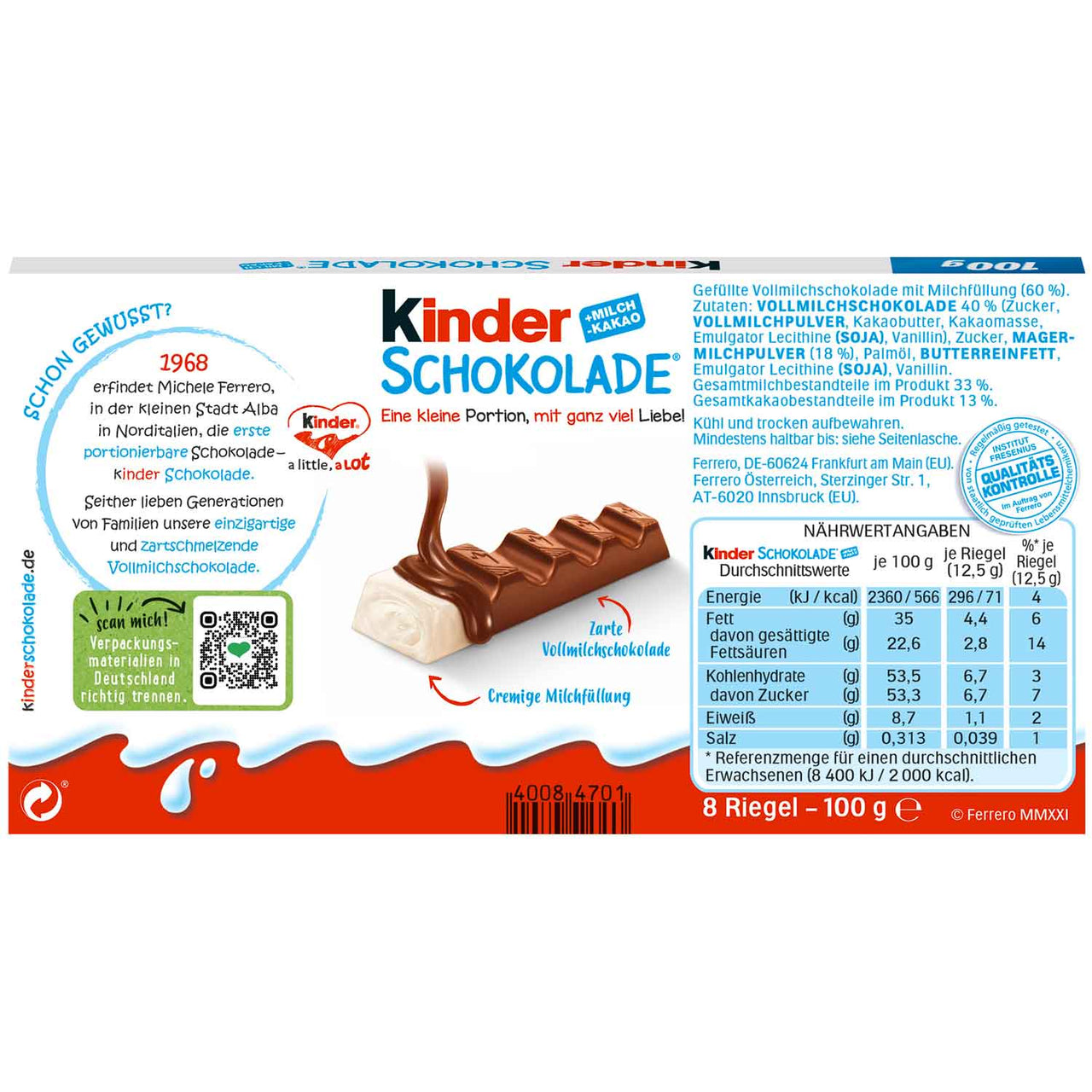 Kinder Chocolate 100g/3.53oz